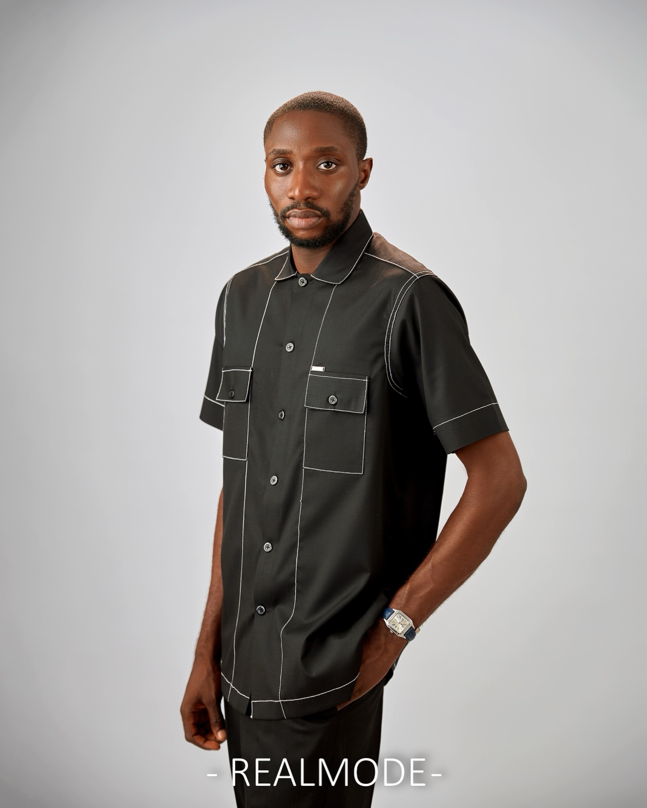 Contrast-stitch camp shirt from the SS3 collection
